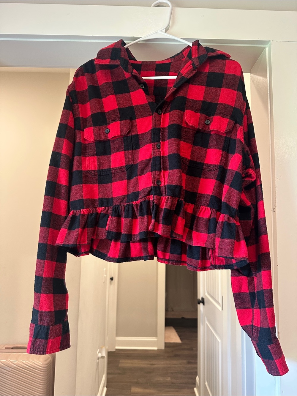 Urban Outfitters Red and Black Plaid Button-Down New. Washed once never worn